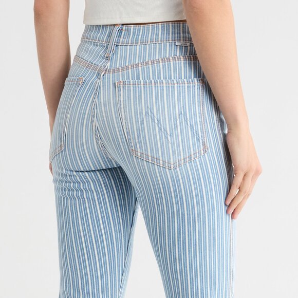 MOTHER Jeans The Triple Tomcat Stripe Ankle Straight Leg Denim 27 4 6 NWT